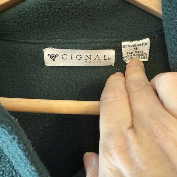 Cignal Fleece Womens Size M Green Jacket Snowman Holiday Christmas Vtg 90s Y2K - Picture 3 of 5